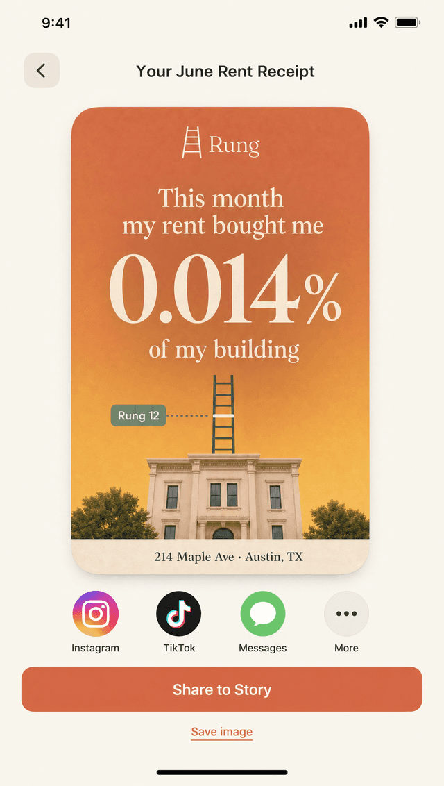 Shareable monthly Rent Receipt card